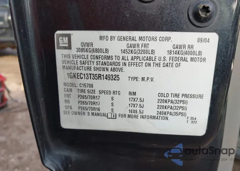 2005 GMC Yukon Slt z USA, uszkodzony, nr VIN 1GKEC13T35R149325